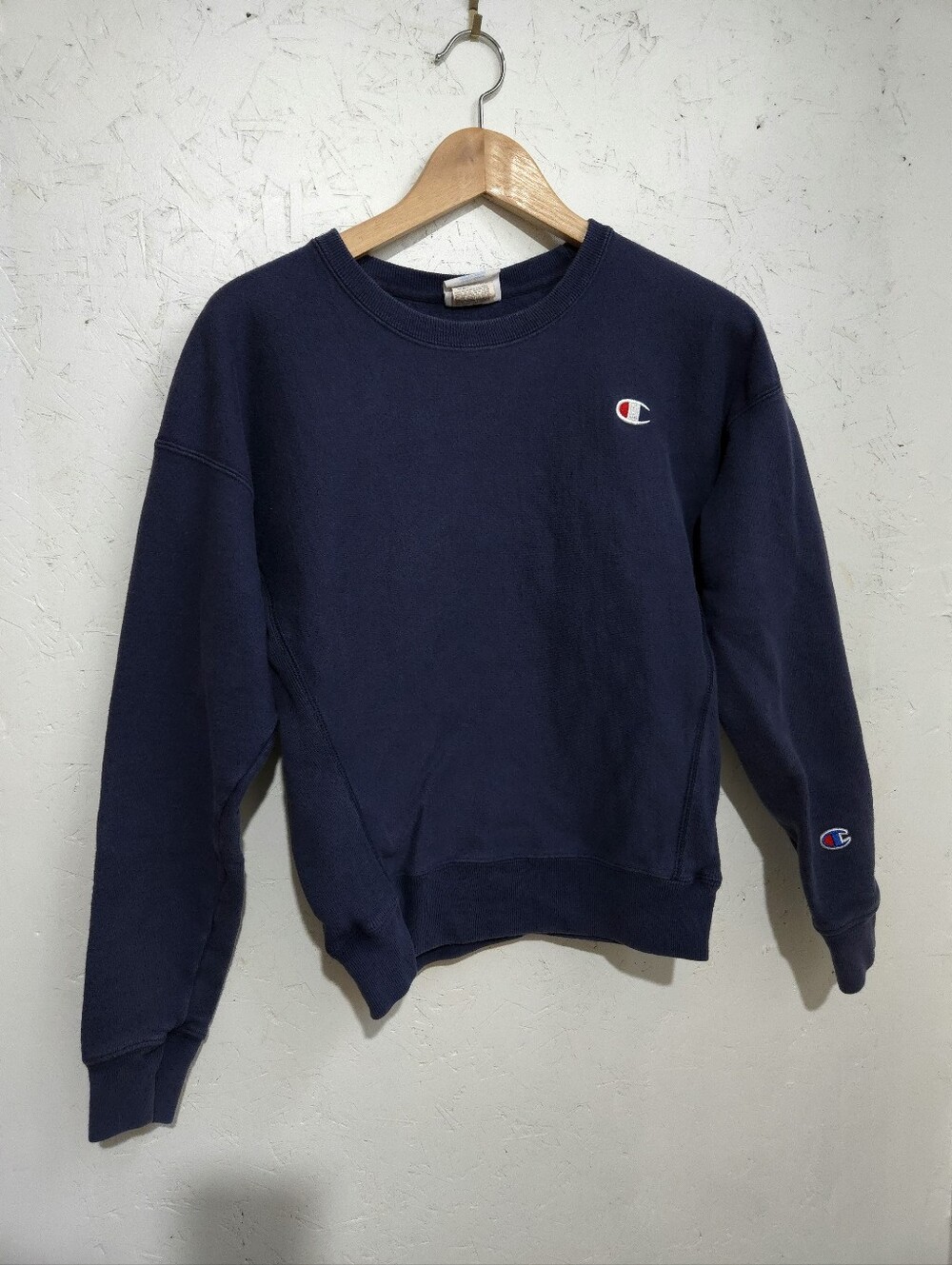 Champion Women's Navy Crew Sweatshirt with Logo